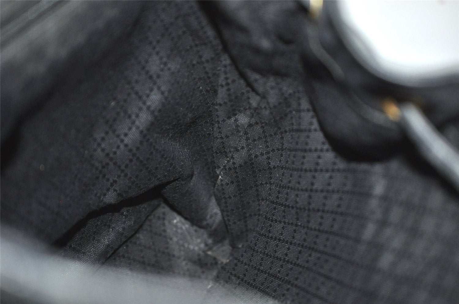 Authentic GUCCI Vintage Bamboo Drawstring Backpack Leather Black 6845J