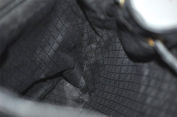 Authentic GUCCI Vintage Bamboo Drawstring Backpack Leather Black 6845J