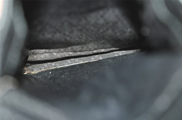 Authentic GUCCI Vintage Bamboo Drawstring Backpack Leather Black 6845J