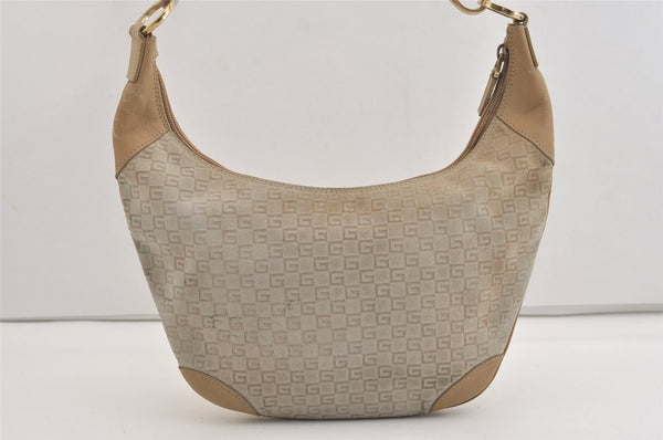 Authentic GUCCI Shoulder Hand Bag Square GG Suede Leather 0014158 Beige 6846J