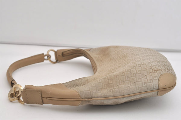 Authentic GUCCI Shoulder Hand Bag Square GG Suede Leather 0014158 Beige 6846J