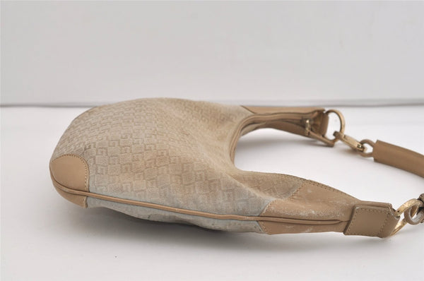 Authentic GUCCI Shoulder Hand Bag Square GG Suede Leather 0014158 Beige 6846J