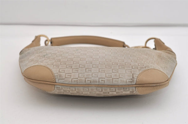 Authentic GUCCI Shoulder Hand Bag Square GG Suede Leather 0014158 Beige 6846J