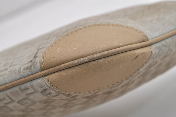 Authentic GUCCI Shoulder Hand Bag Square GG Suede Leather 0014158 Beige 6846J