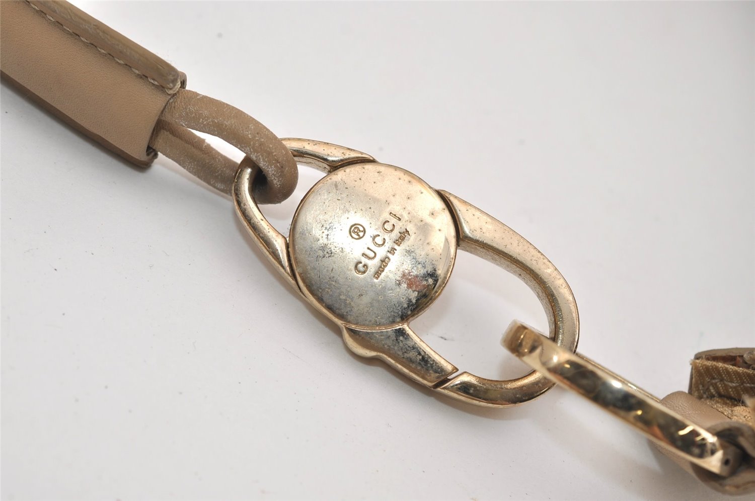 Authentic GUCCI Shoulder Hand Bag Square GG Suede Leather 0014158 Beige 6846J