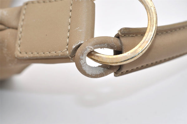 Authentic GUCCI Shoulder Hand Bag Square GG Suede Leather 0014158 Beige 6846J