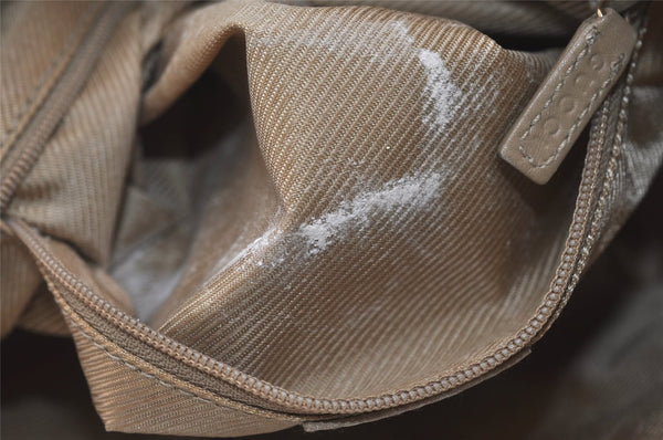 Authentic GUCCI Shoulder Hand Bag Square GG Suede Leather 0014158 Beige 6846J