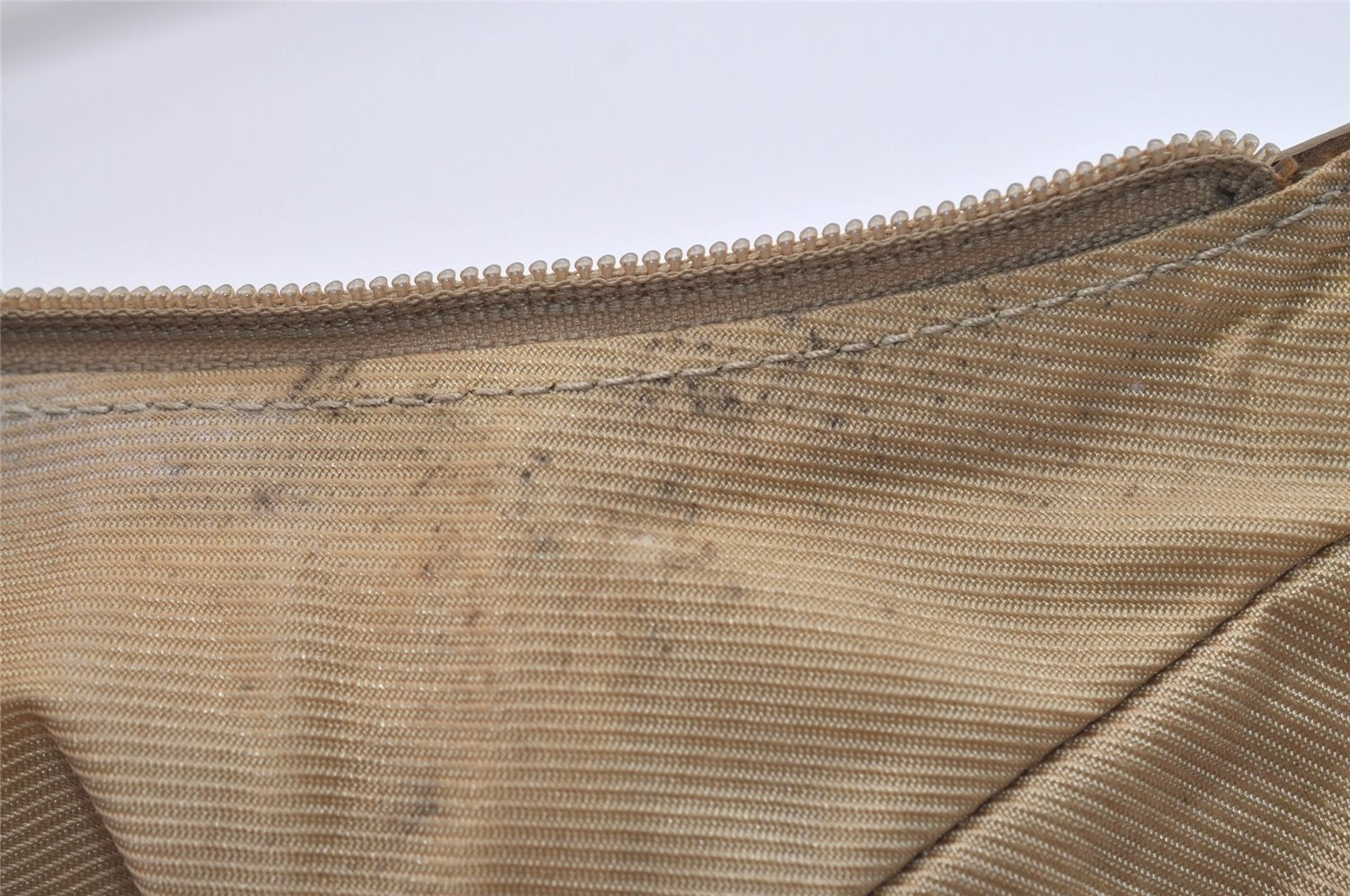 Authentic GUCCI Shoulder Hand Bag Square GG Suede Leather 0014158 Beige 6846J