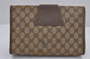 Authentic GUCCI Web Sherry Line Clutch Hand Bag GG PVC Leather Brown Junk 6848J