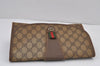 Authentic GUCCI Web Sherry Line Clutch Hand Bag GG PVC Leather Brown Junk 6848J