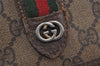 Authentic GUCCI Web Sherry Line Clutch Hand Bag GG PVC Leather Brown Junk 6848J