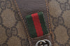 Authentic GUCCI Web Sherry Line Clutch Hand Bag GG PVC Leather Brown Junk 6848J