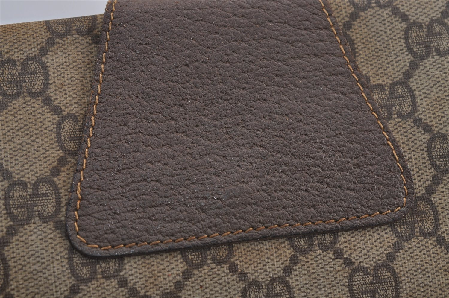 Authentic GUCCI Web Sherry Line Clutch Hand Bag GG PVC Leather Brown Junk 6848J