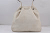 Authentic GUCCI Bamboo Drawstring Shoulder Hand Bag Leather 0014006 White 6850J