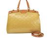 Authentic Louis Vuitton Vernis Brea MM 2Way Hand Bag Yellow M90108 LV 6850K