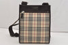 Authentic BURBERRY Nova Check Shoulder Cross Body Bag Nylon Leather Beige 6851J