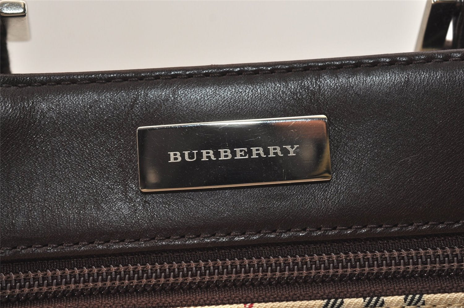 Authentic BURBERRY Nova Check Shoulder Cross Body Bag Nylon Leather Beige 6851J
