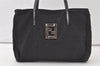 Authentic FENDI Vintage Zucca Hand Bag Purse Canvas Leather Black 6851K