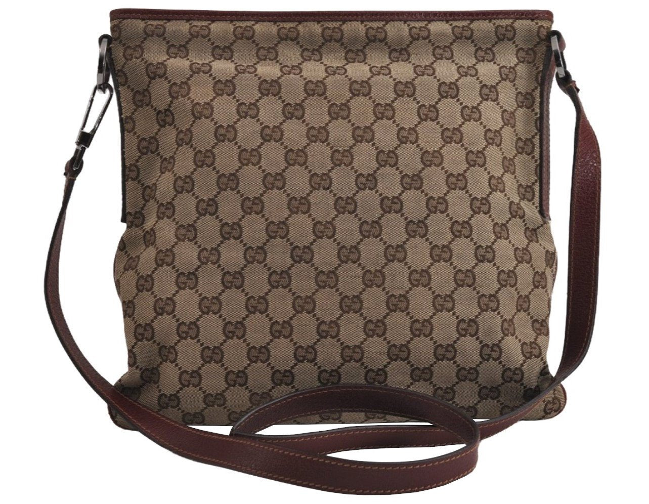 Authentic GUCCI Shoulder Cross Body Bag GG Canvas Leather 113013 Brown 6852J