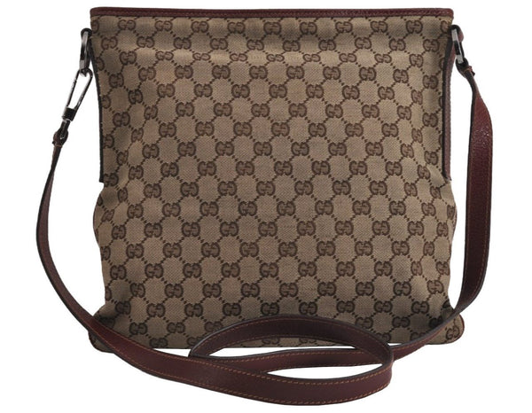 Authentic GUCCI Shoulder Cross Body Bag GG Canvas Leather 113013 Brown 6852J