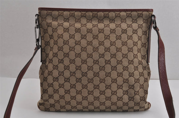 Authentic GUCCI Shoulder Cross Body Bag GG Canvas Leather 113013 Brown 6852J