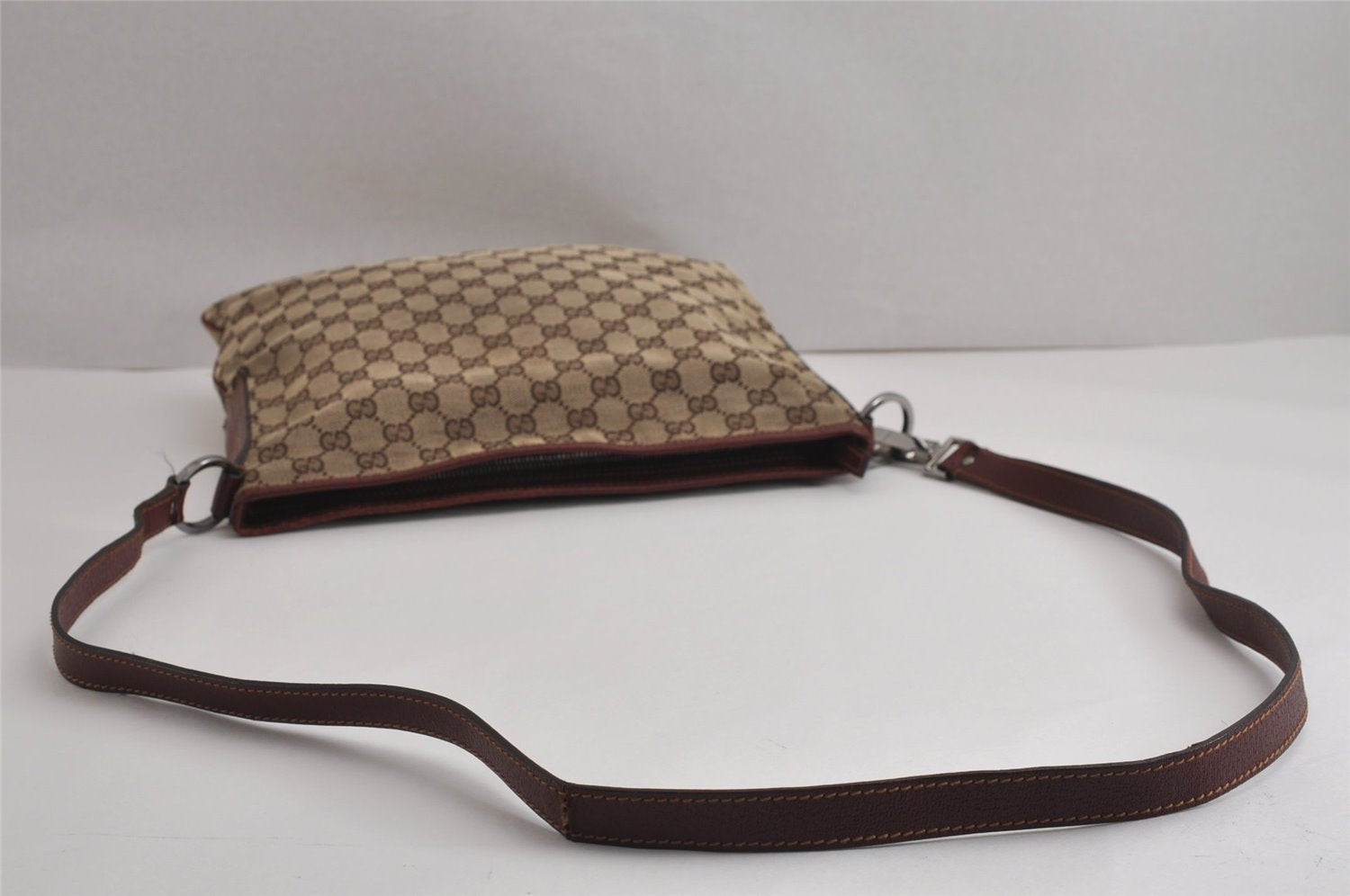 Authentic GUCCI Shoulder Cross Body Bag GG Canvas Leather 113013 Brown 6852J