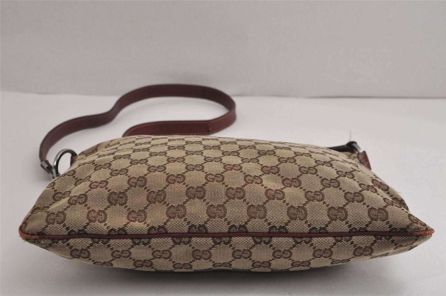 Authentic GUCCI Shoulder Cross Body Bag GG Canvas Leather 113013 Brown 6852J