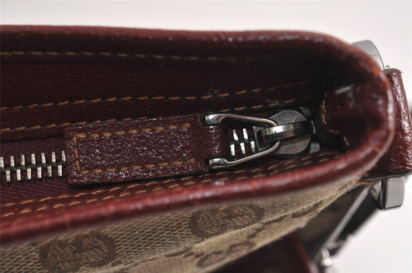 Authentic GUCCI Shoulder Cross Body Bag GG Canvas Leather 113013 Brown 6852J