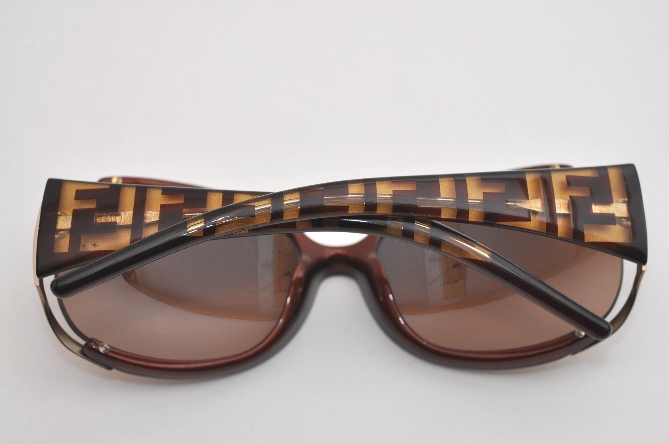 Authentic FENDI Zucca Vintage Sunglasses Plastic FS427AF Brown 6854J