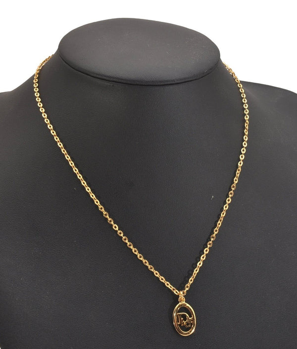 Authentic Christian Dior Gold Tone Chain Pendant Necklace CD 6855J