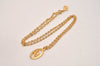 Authentic Christian Dior Gold Tone Chain Pendant Necklace CD 6855J