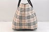 Authentic BURBERRY BLUE LABEL Check Shoulder Tote Bag Nylon Leather Beige 6855K