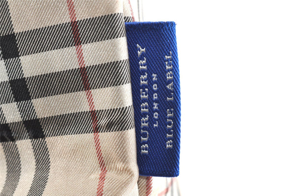 Authentic BURBERRY BLUE LABEL Check Shoulder Tote Bag Nylon Leather Beige 6855K