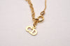 Authentic Christian Dior Gold Tone Chain Rhinestone Pendant Necklace CD 6856J