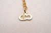 Authentic Christian Dior Gold Tone Chain Rhinestone Pendant Necklace CD 6856J