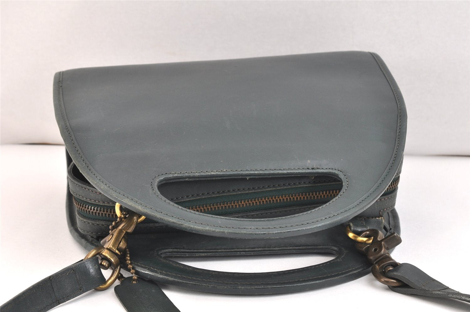 Authentic OLD COACH Vintage 2Way Shoulder Hand Bag Purse Leather Green 6856K