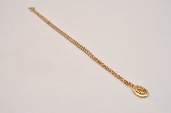 Authentic Christian Dior Gold Tone Chain Pendant Necklace CD 6858J