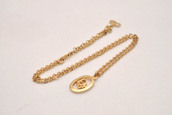 Authentic Christian Dior Gold Tone Chain Pendant Necklace CD 6858J