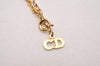 Authentic Christian Dior Gold Tone Chain Pendant Necklace CD 6858J