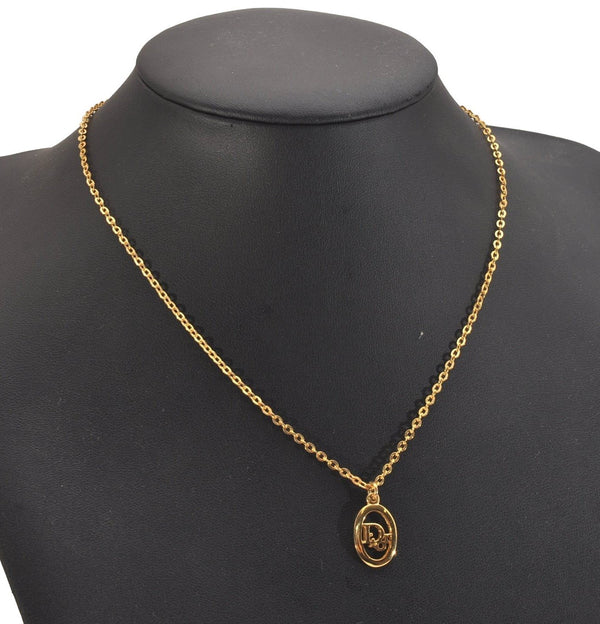 Authentic Christian Dior Gold Tone Chain Pendant Necklace CD 6860J