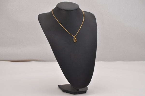 Authentic Christian Dior Gold Tone Chain Pendant Necklace CD 6860J