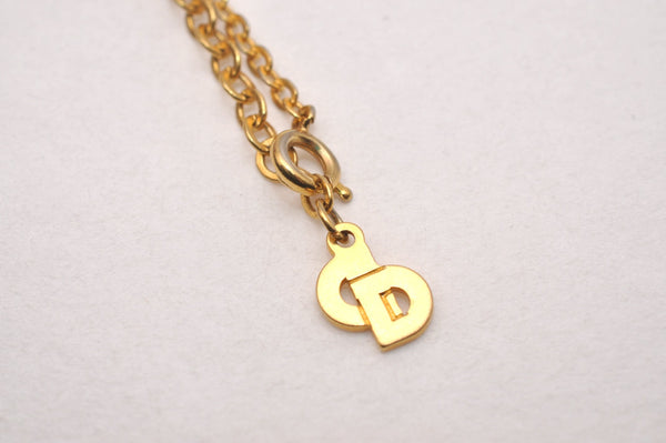 Authentic Christian Dior Gold Tone Chain Pendant Necklace CD 6860J