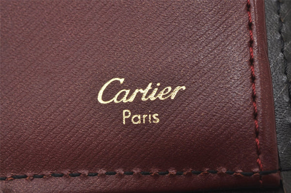 Authentic Cartier Trinity Vintage Hand Long Wallet Purse Leather Black 6861I