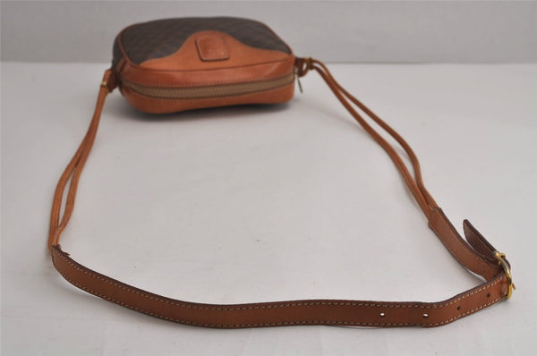 Authentic CELINE Macadam Blason Shoulder Cross Bag Purse PVC Leather Brown 6864J