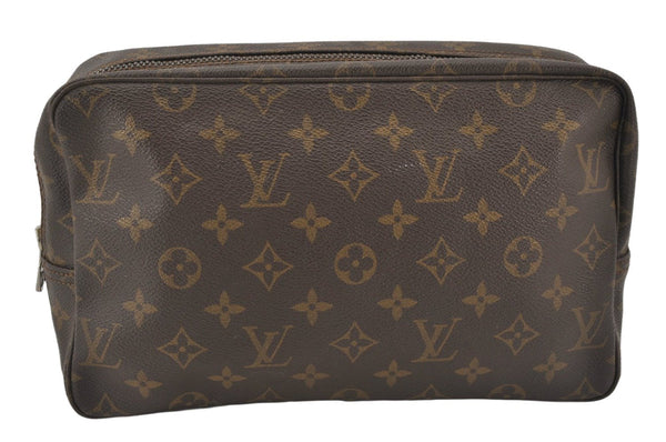 Auth Louis Vuitton Monogram Trousse Toilette 28 Clutch Hand Bag M47522 LV 6864K