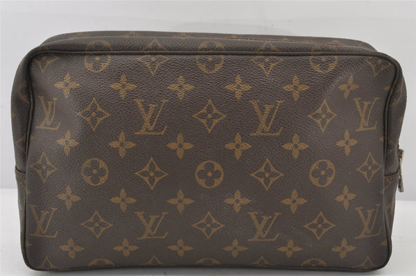 Auth Louis Vuitton Monogram Trousse Toilette 28 Clutch Hand Bag M47522 LV 6864K