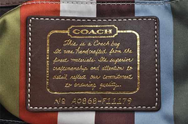 Authentic COACH Signature Shoulder Hand Tote Bag Denim Leather F11179 Blue 6866I