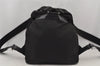 Authentic PRADA Vintage Nylon Tessuto Leather Drawstring Backpack Black 6866J