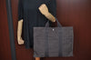 Authentic HERMES Her Line MM Vintage Hand Tote Bag Nylon Gray 6867H