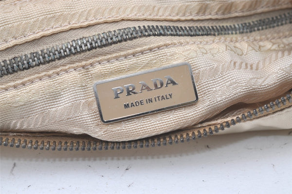 Authentic PRADA Nylon Tessuto Leather Shoulder Hand Bag Purse White Cream 6869K